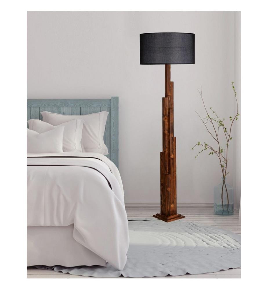 Noir, Couleur Noix, Lampadaire, 21 X 21 cm, Base D'Arbre De Sapin