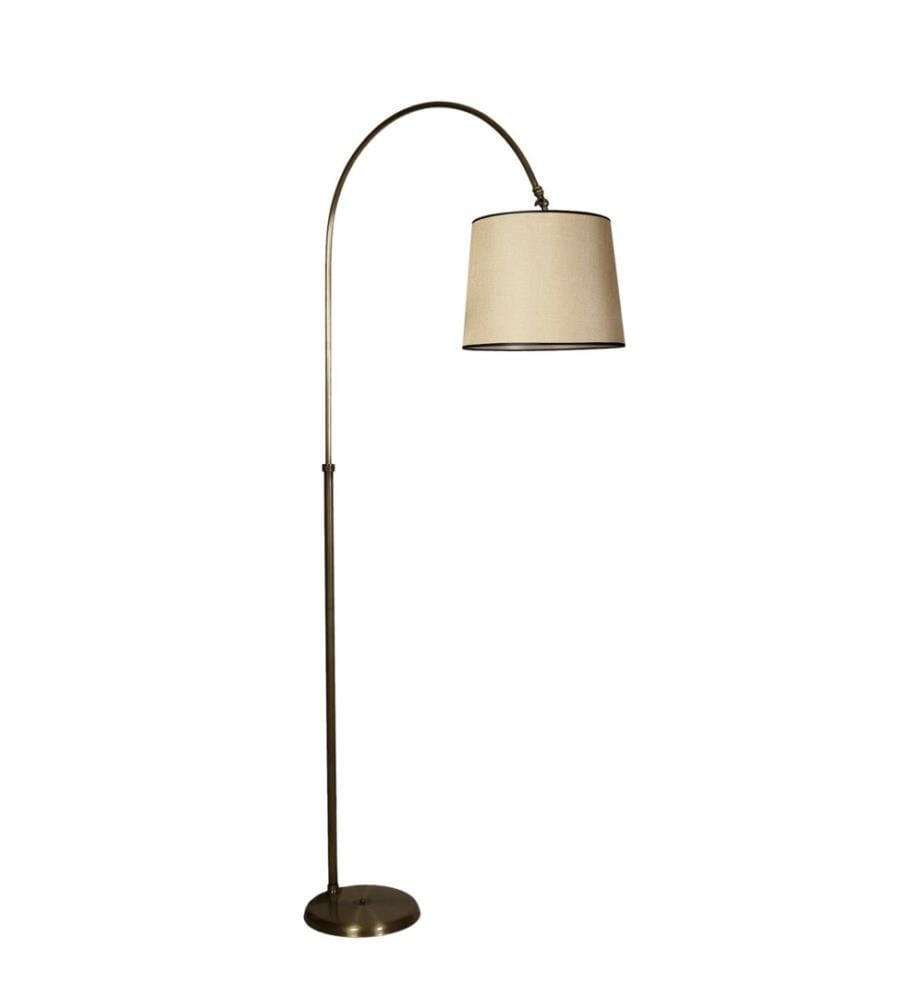 Stehlampe, Chrom, Beige, Metallgehäuse, Stoffsockel
