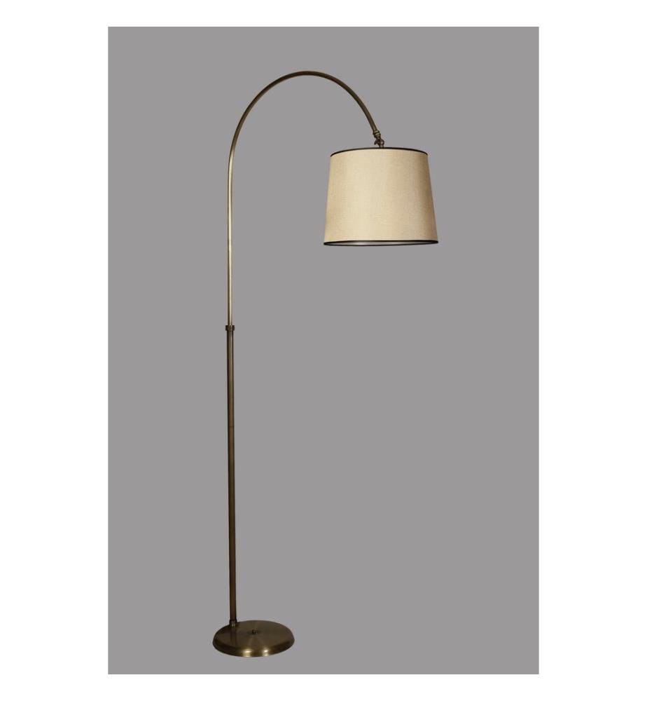 Stehlampe, Chrom, Beige, Metallgehäuse, Stoffsockel