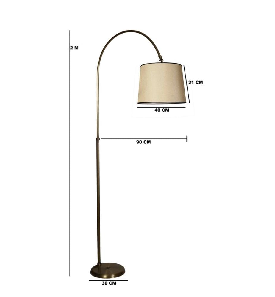 Stehlampe, Chrom, Beige, Metallgehäuse, Stoffsockel