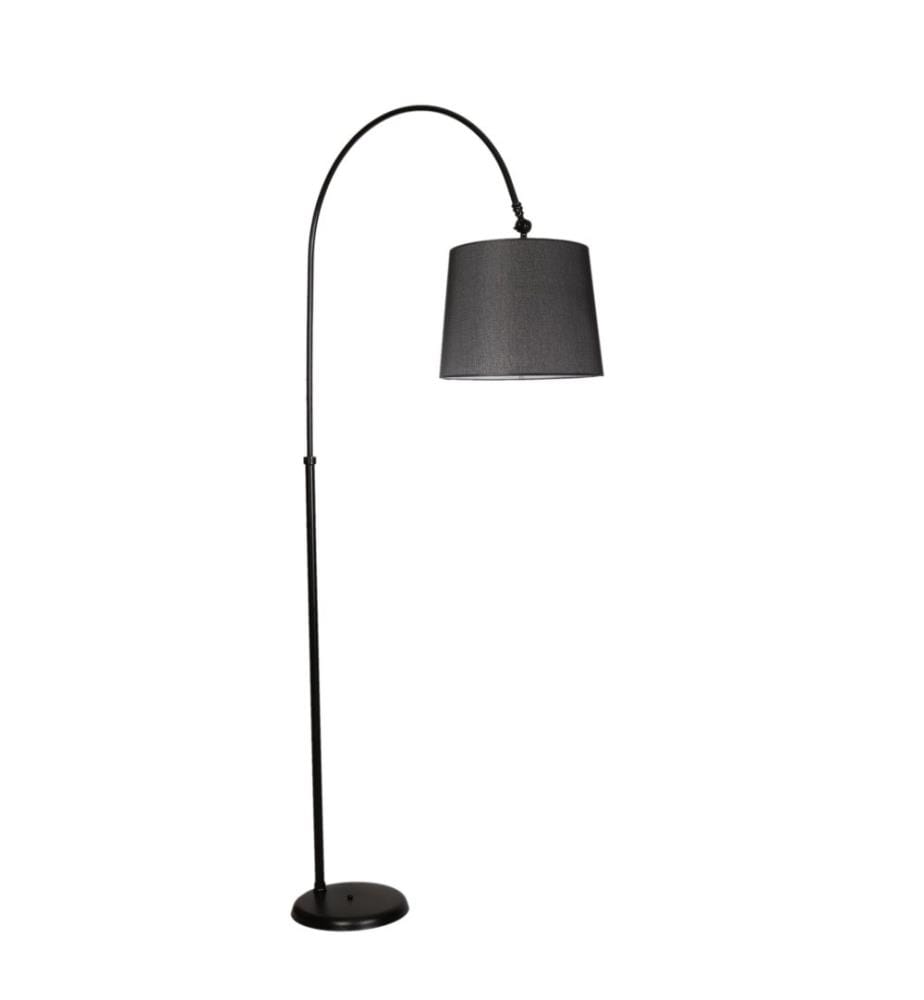 Stehlampe, Schwarz, Metallgehäuse, Stoffkappe
