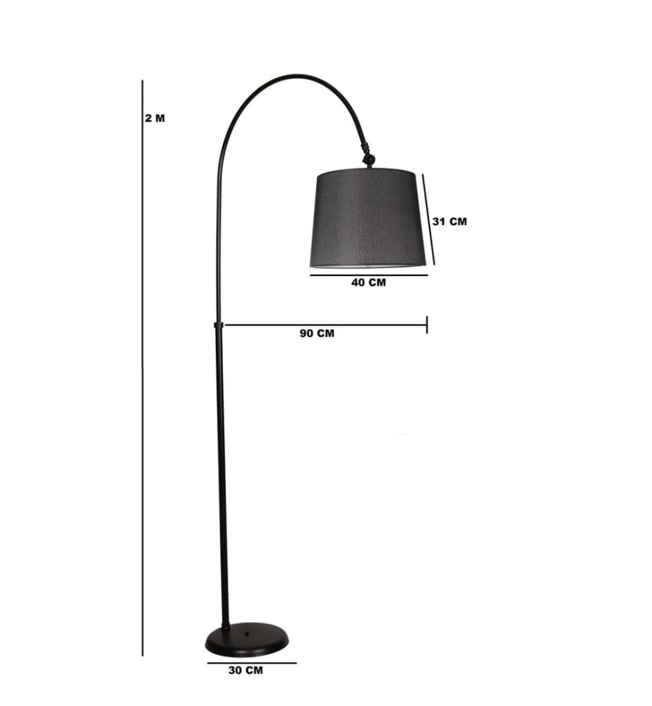 Stehlampe, Schwarz, Metallgehäuse, Stoffkappe