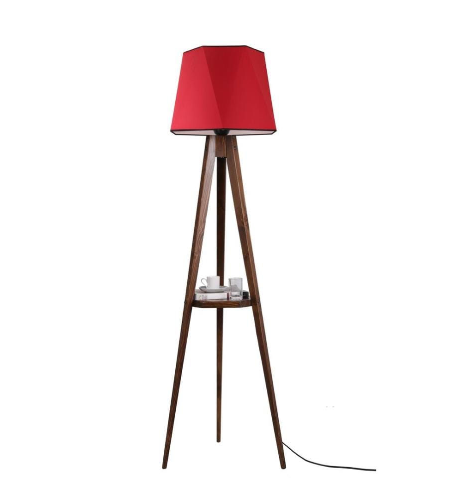 Rouge, Marron, Lampadaire, Corps En Bois