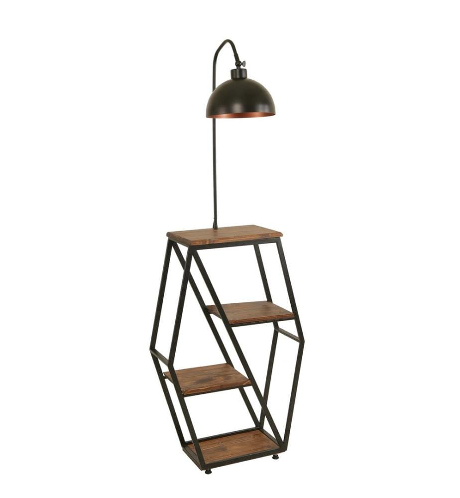 Lampadaire, noyer, corps en métal