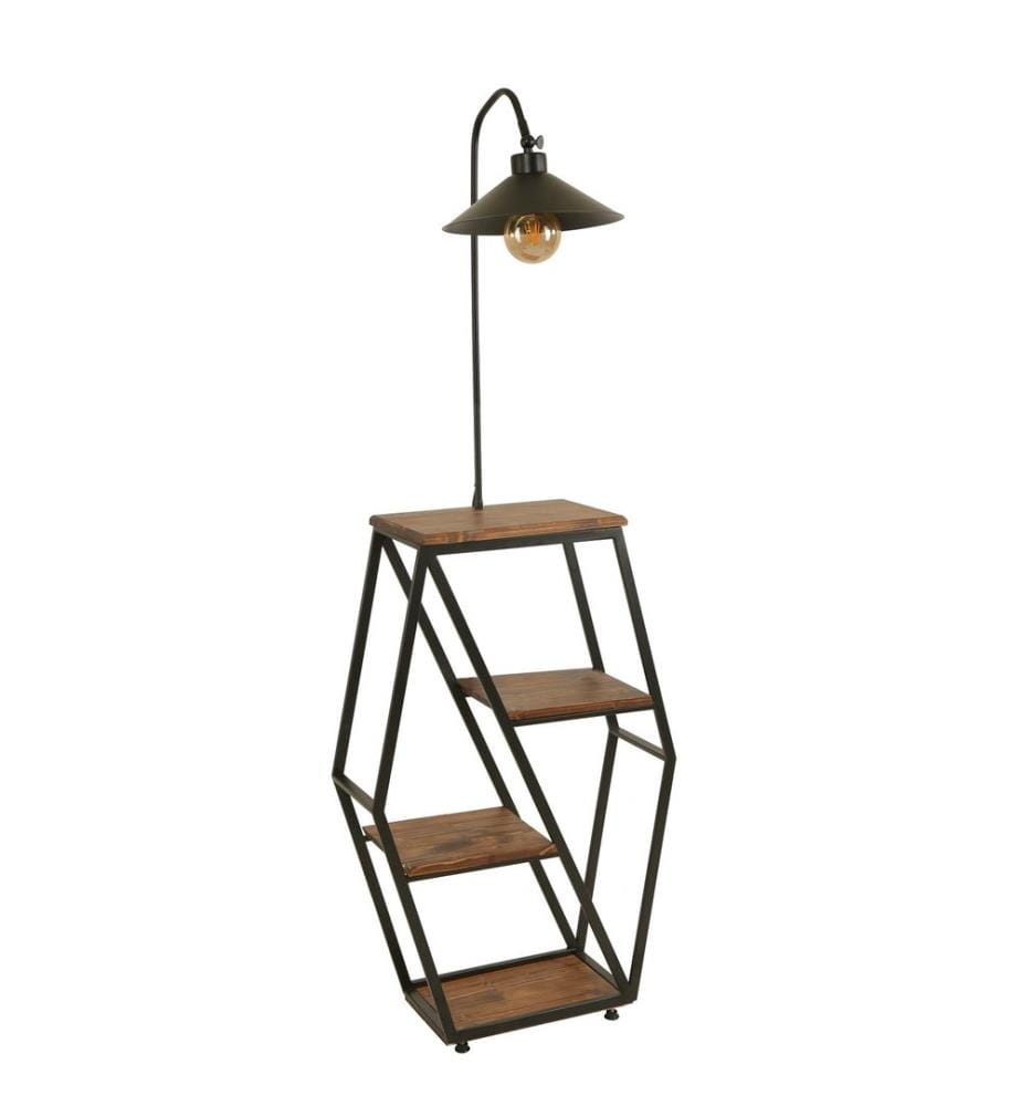 Lampadaire, noyer, corps en métal