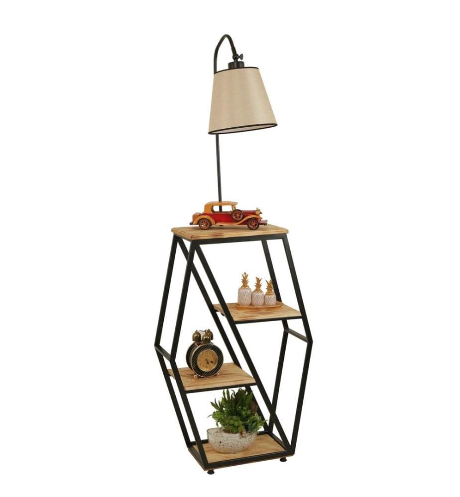 Lampadaire, Wicker, Metal Body