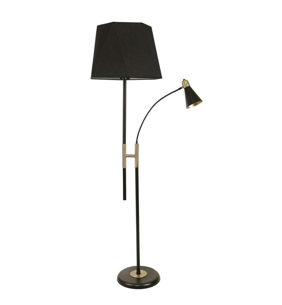 Stehlampe, Schwarz, Metallgehäuse, Chrombeschichtung