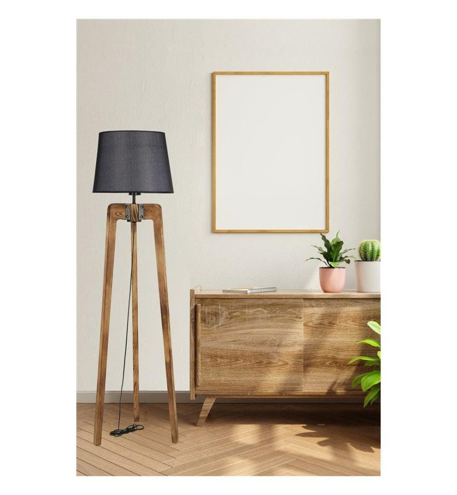 Couleur Noix, Noir, Lampadaire, Corps En Bois De Sapin