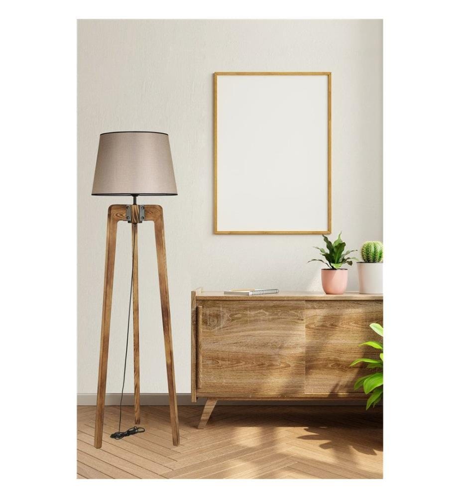 Noix, Lampadaire, Corps En Bois De Sapin