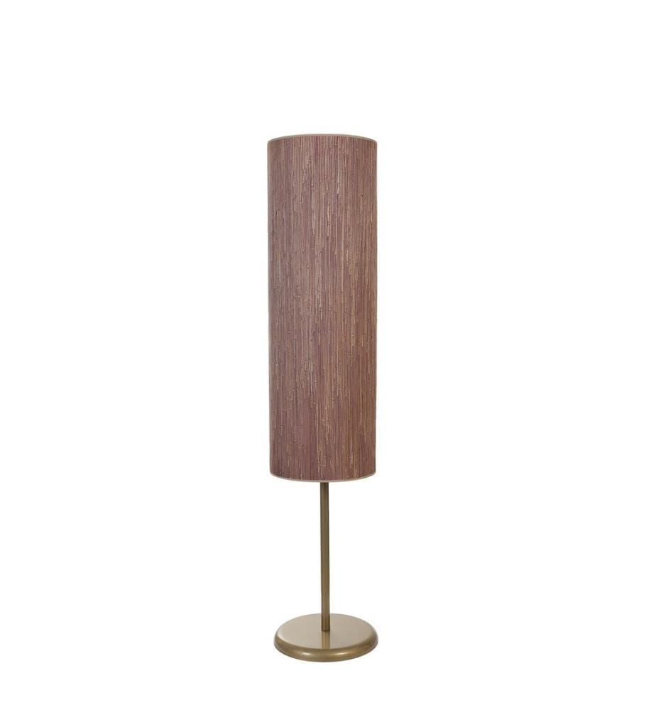 Lampadaire, bois, doré, CORPS EN MÉTAL, capuchon en bambou