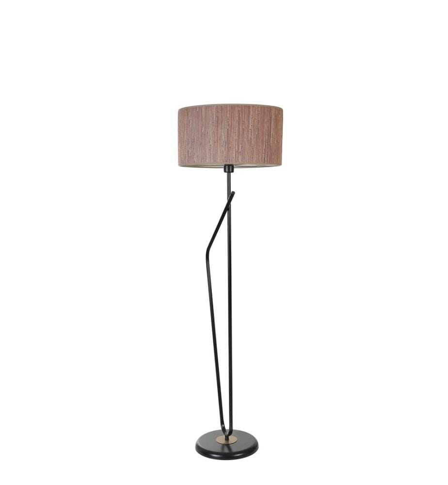 Stehleuchte, Holz, Schwarz, Metallkörper, Stoffkappe