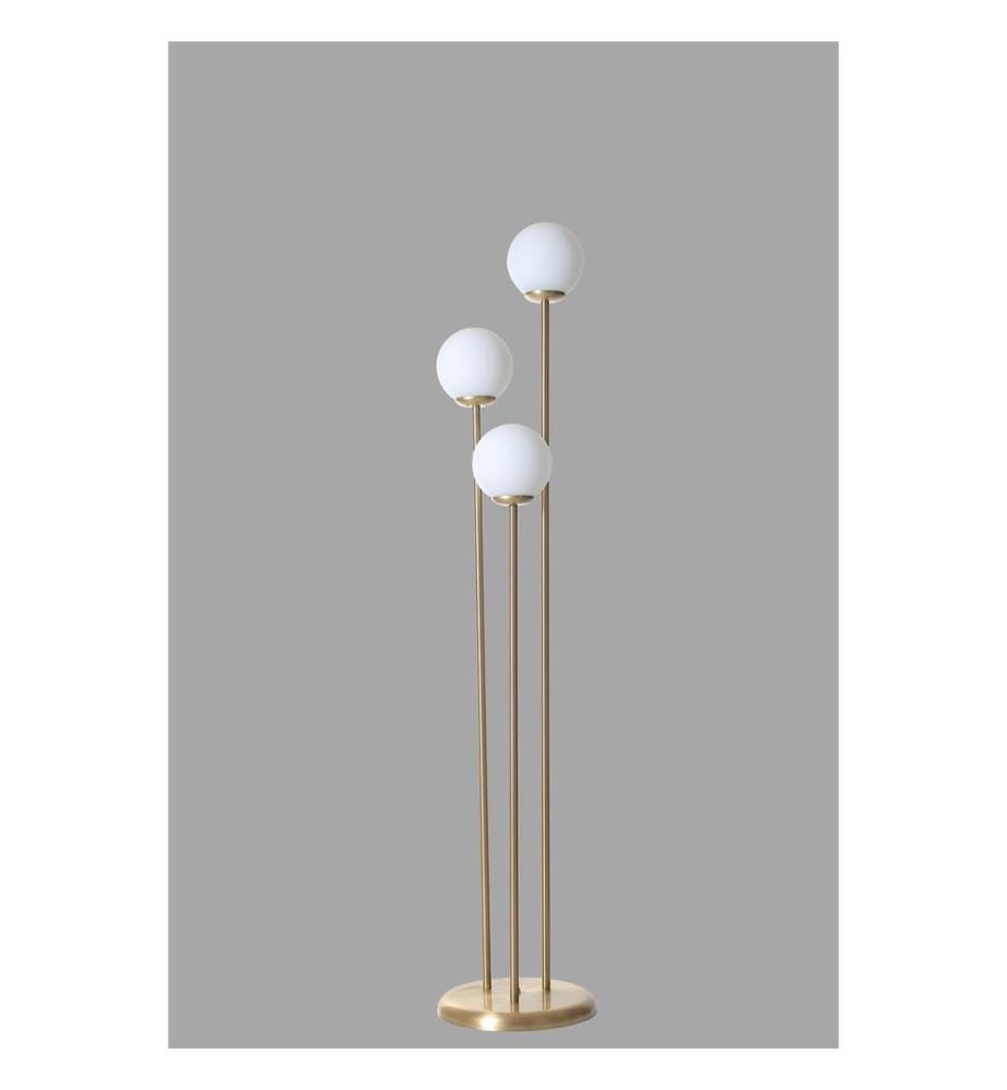 Stehleuchte, weiss, gold, Metallkörper, Glaskappe