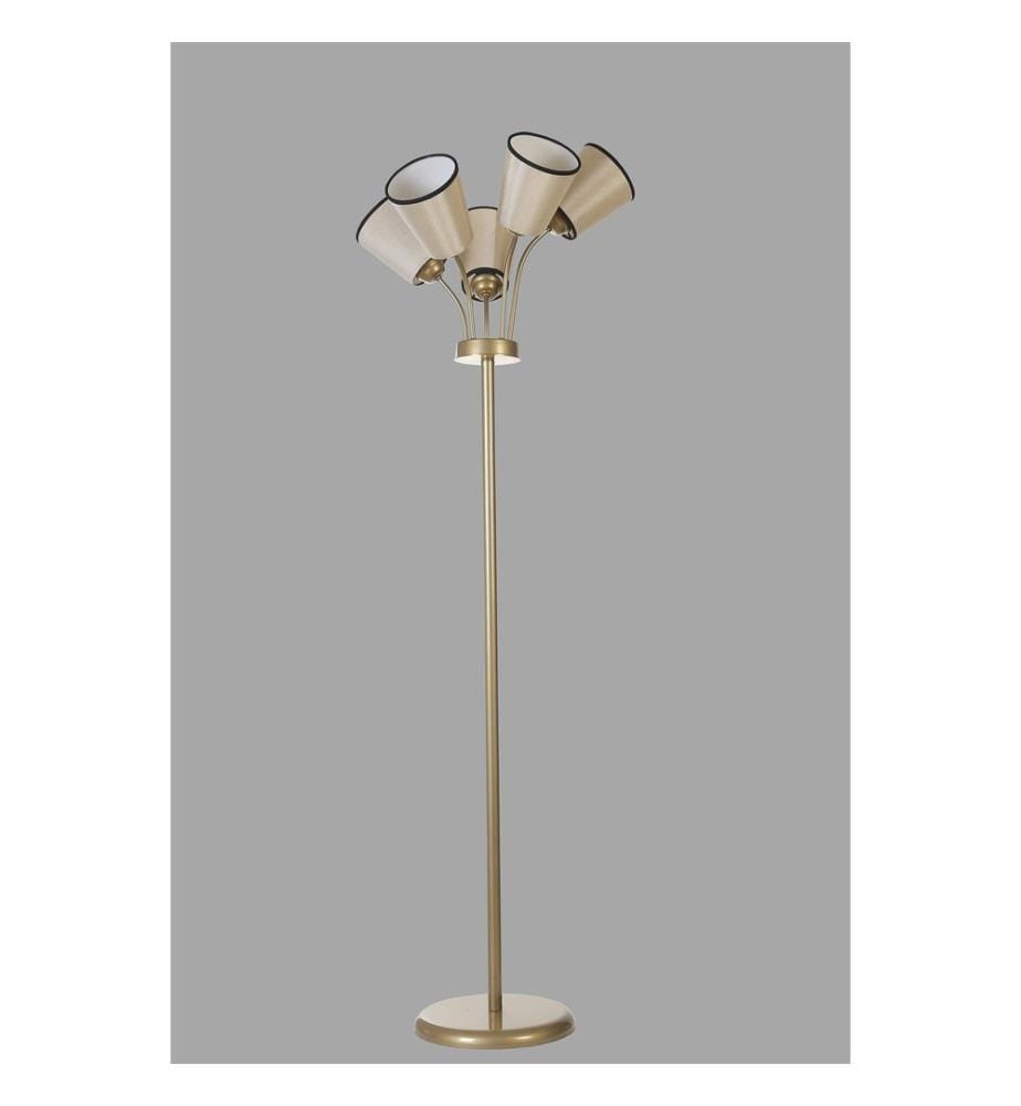 Lampadaire, crème, doré, CORPS EN MÉTAL, abat-jour en tissu