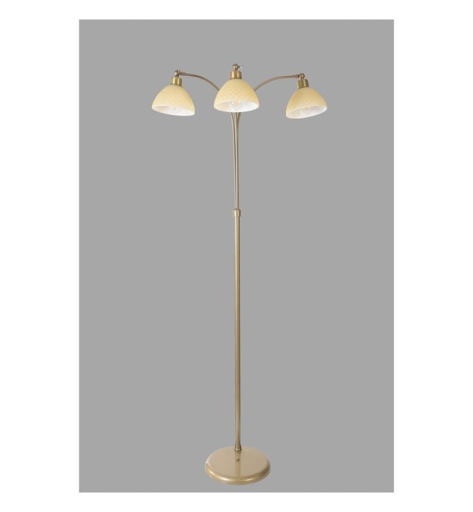 Stehleuchte, Gold, Weiss, Metallkörper, Glaskappe