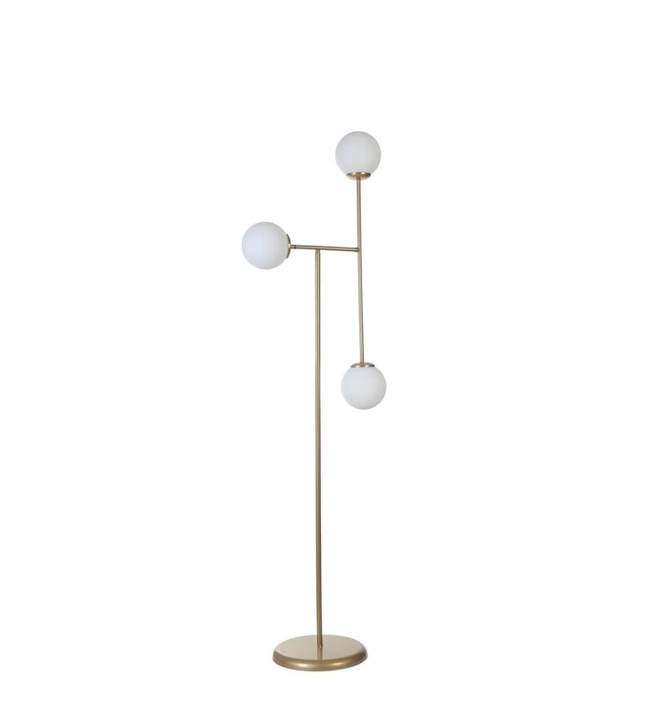 Stehleuchte, weiss, gold, Metallkörper, Glaskappe