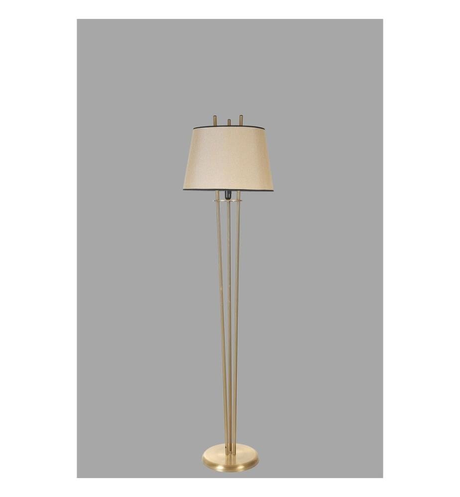 Stehleuchte, Creme, Gold, Metallkörper, Stoffkappe