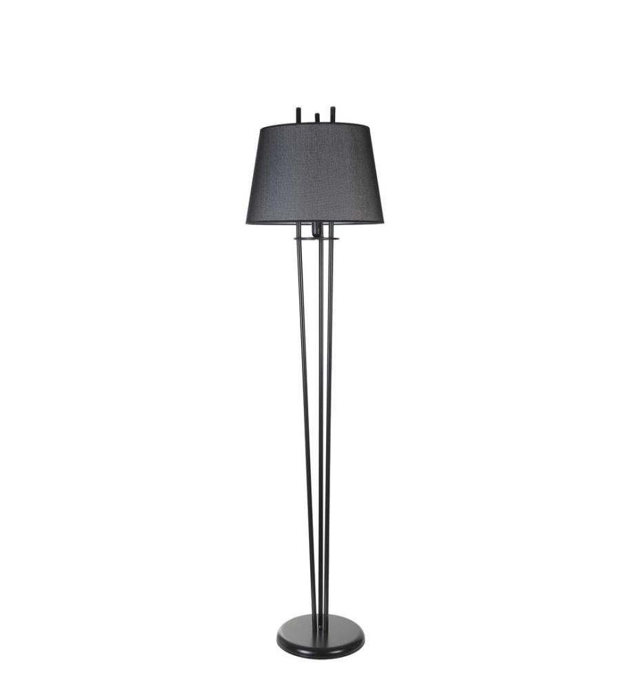 Stehleuchte, schwarz, Metallkörper, Stoffkappe