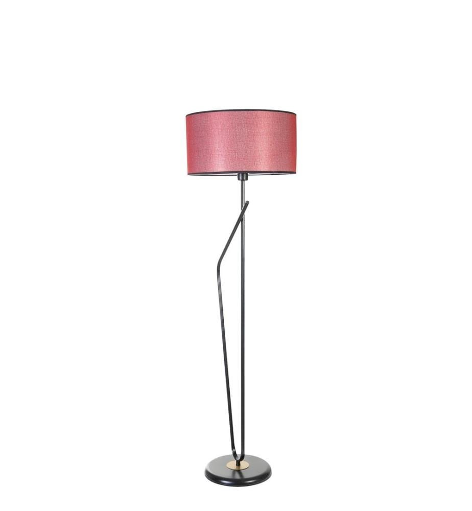 Lampada da terra, nera, bordeaux, STRUTTURA IN METALLO, cappuccio in tessuto