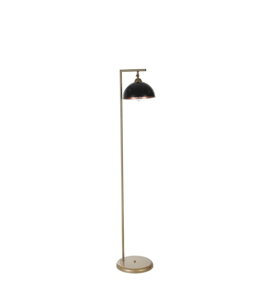 Lampadaire, noir, doré, CORPS EN MÉTAL