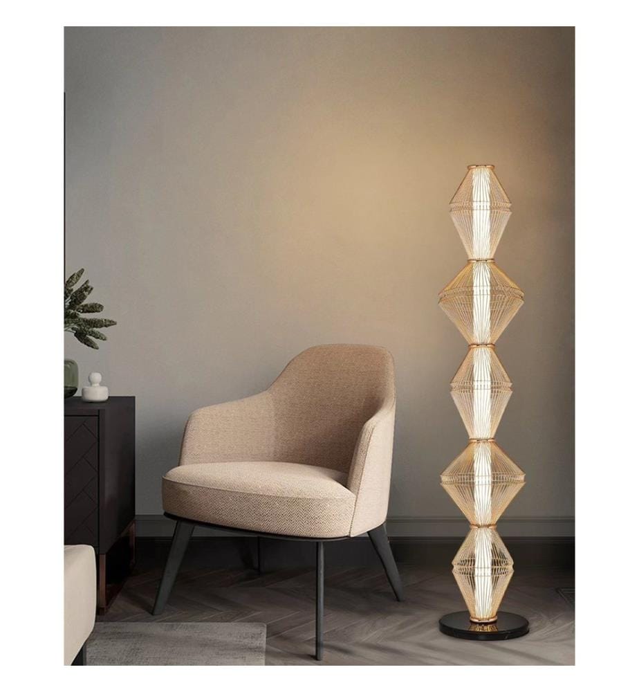 Lampadaire, jaune, CORPS EN MÉTAL / CAPUCHON EN ACRYLIQUE