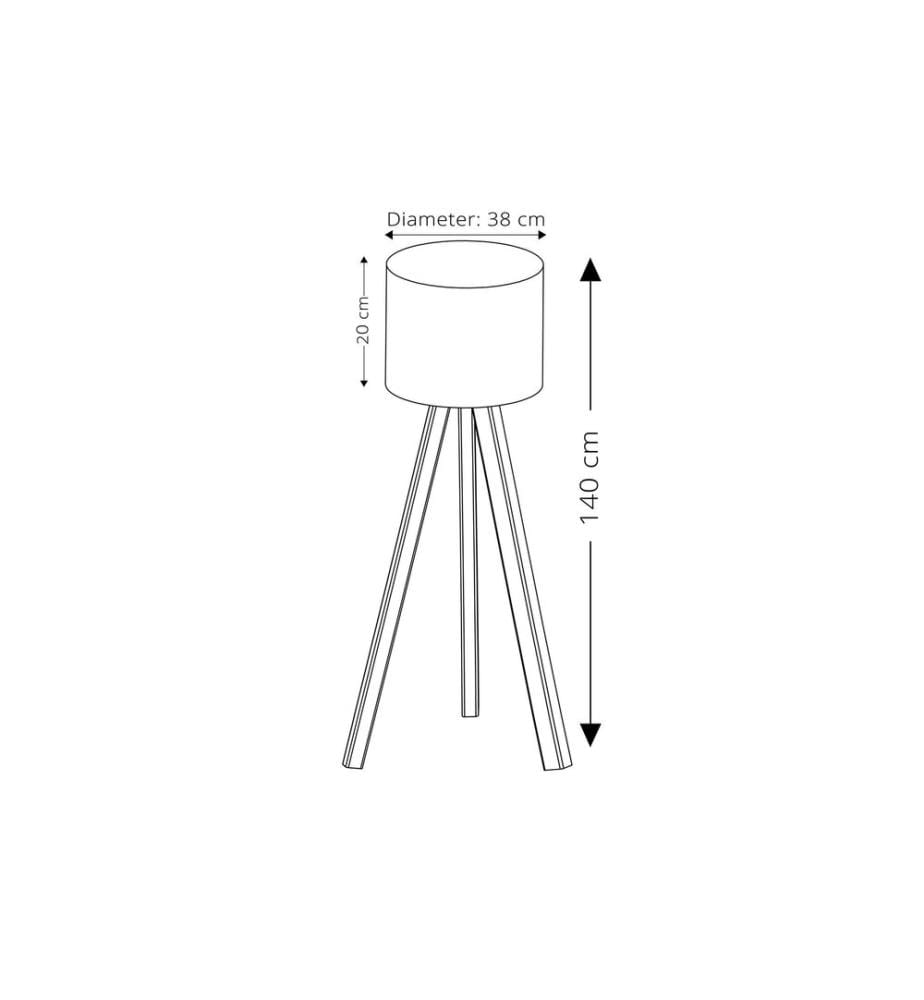 Stehlampe, Schwarz,Eiche, 70% MDF , 30% PVC Stoff, 38 X 140 cm