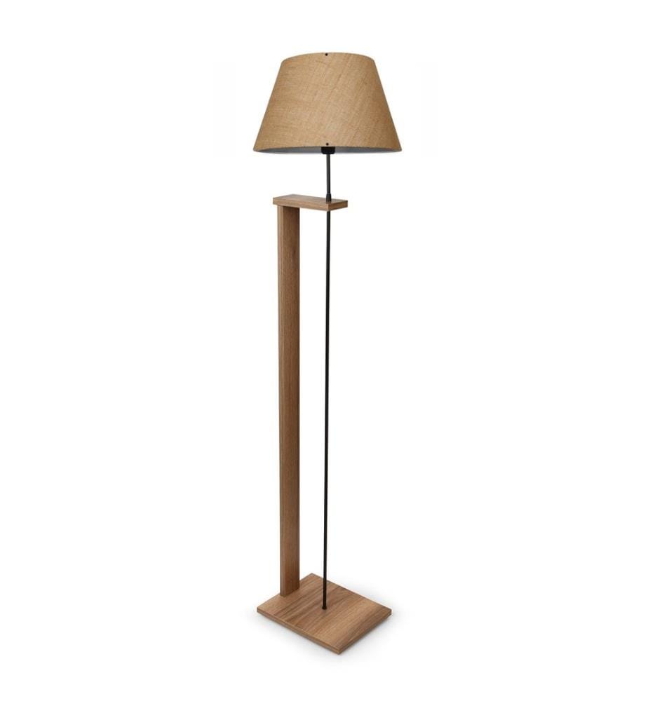 Holz-Stehlampe, cremefarben, 100 % HOLZ, Stoffkappe
