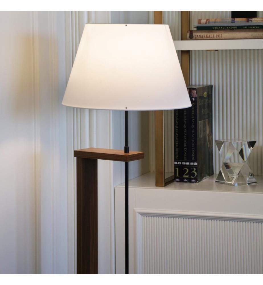 Lampada da terra in legno, beige, legno, 100% LEGNO, cappuccio in tessuto