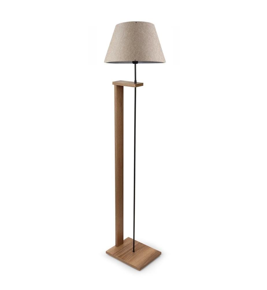 Lampada da terra in legno, beige, legno, 100% LEGNO, cappuccio in tessuto