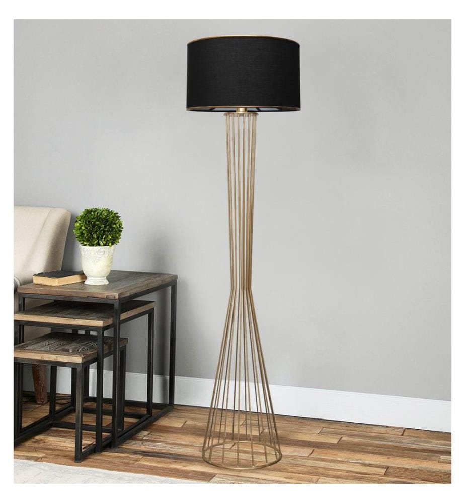 Noir, Or, Lampadaire, 21 X 38 cm, Métal