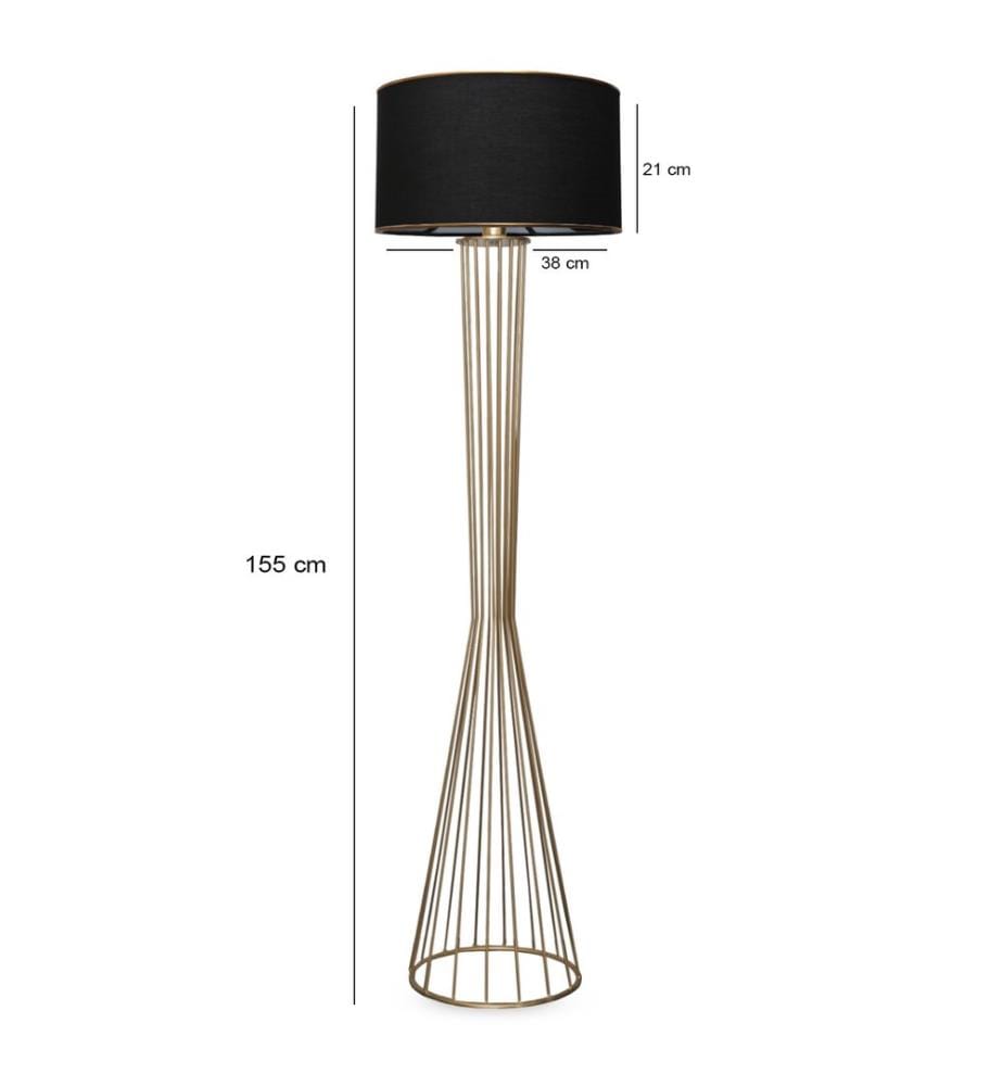 Noir, Or, Lampadaire, 21 X 38 cm, Métal