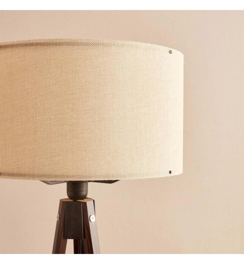 Stehleuchte, Creme, Braun, 100 % STOFF, Rahmen: 100 % HOLZ