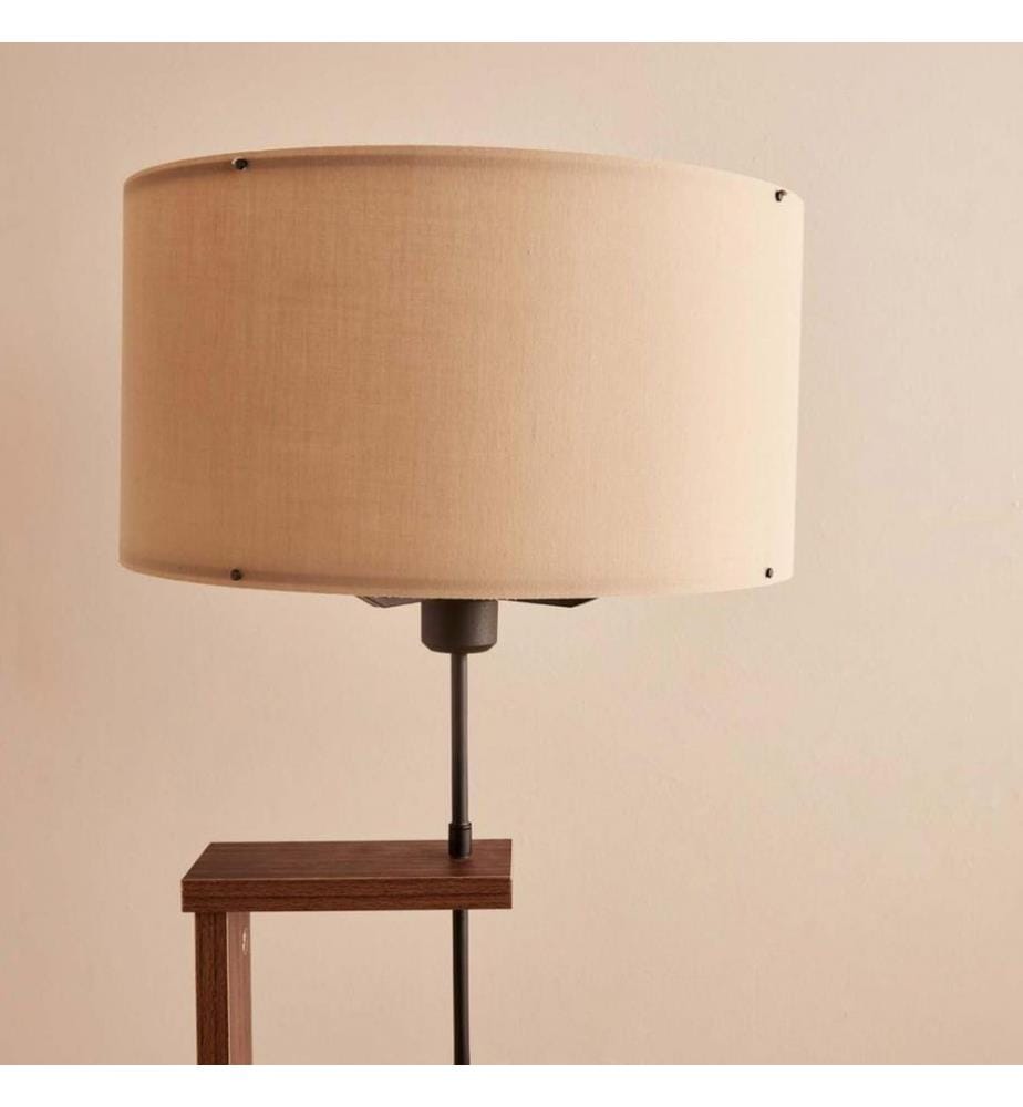 Lampadaire en bois, beige, marron, 100 % TISSU, structure : 100 % BOIS