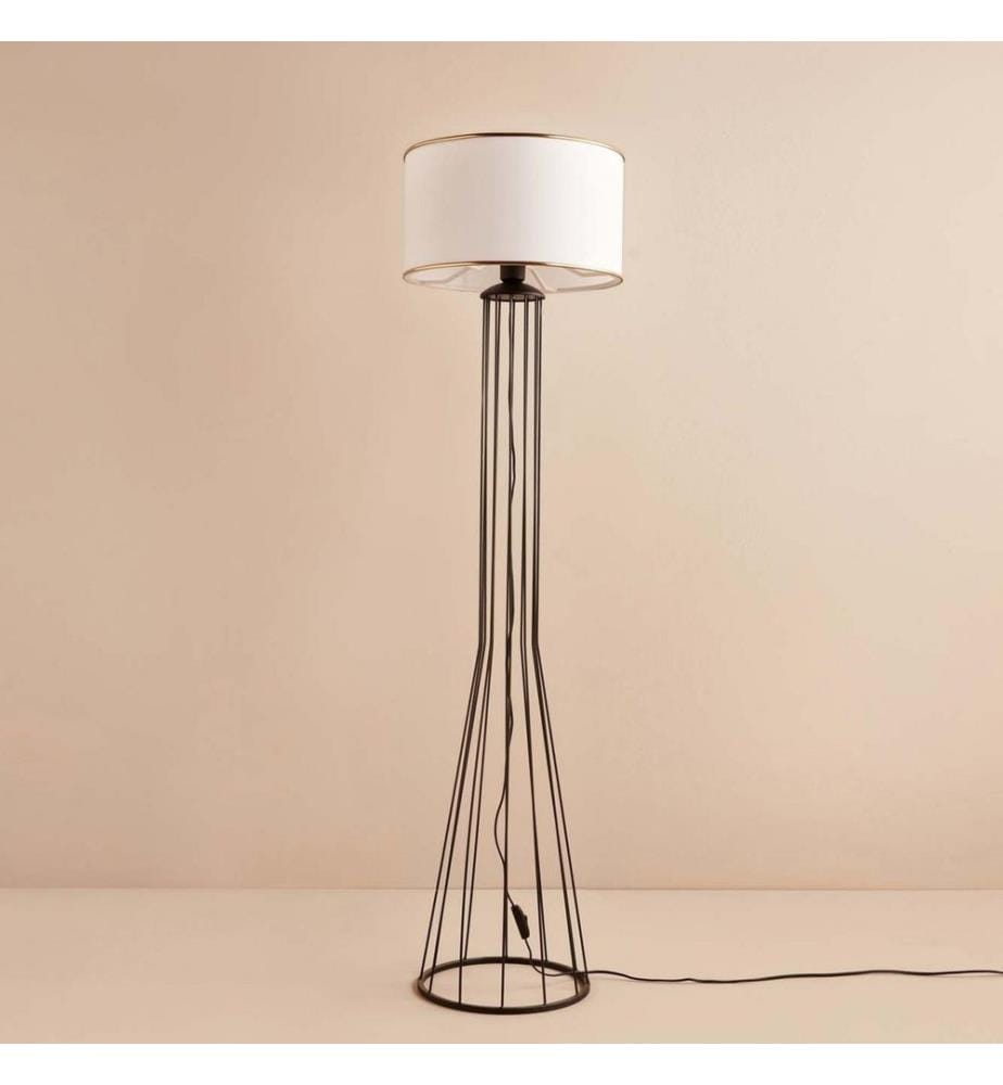 Lampadaire, blanc, noir, 100 % TISSU, structure : 100 % MÉTAL