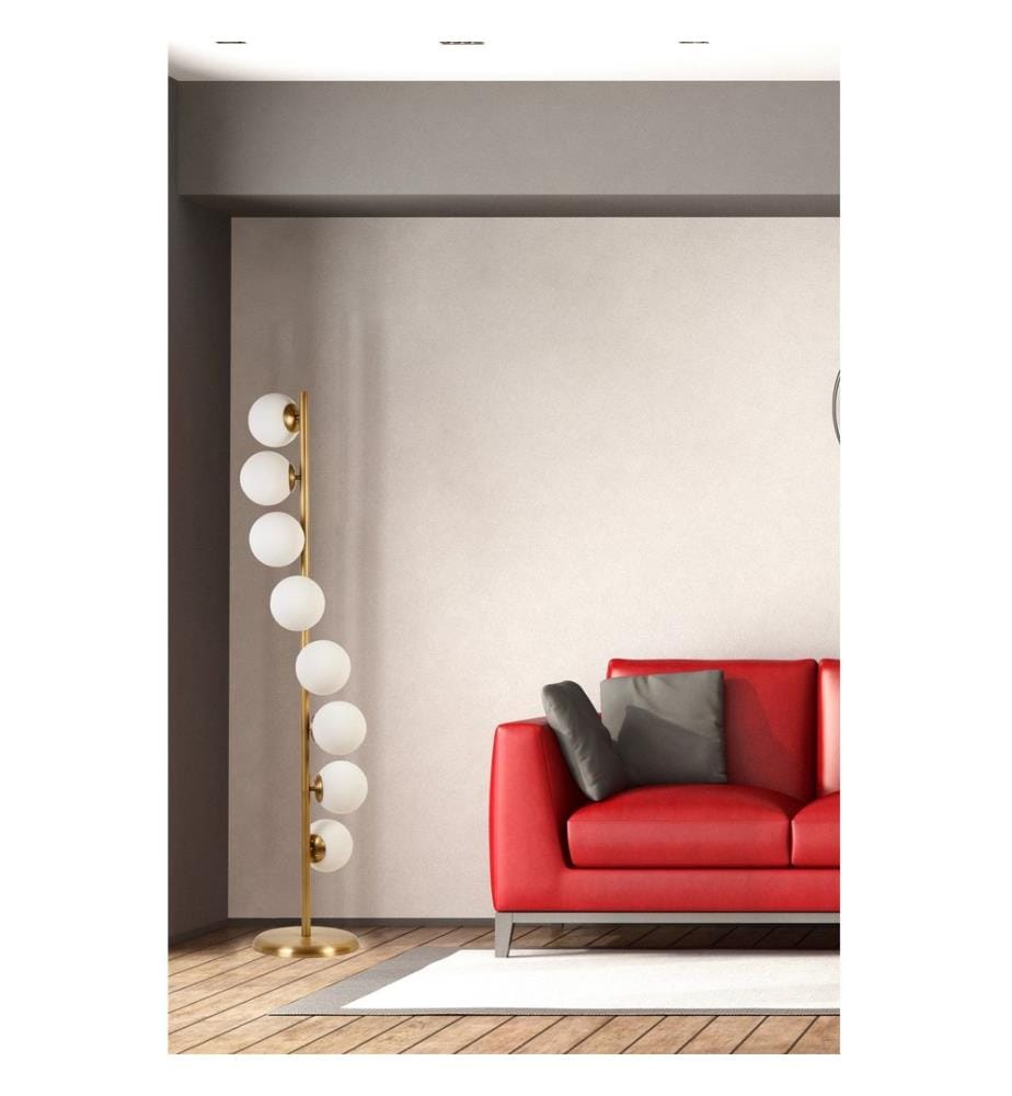 Lampadaire, blanc, corps en métal, capuchon en métal