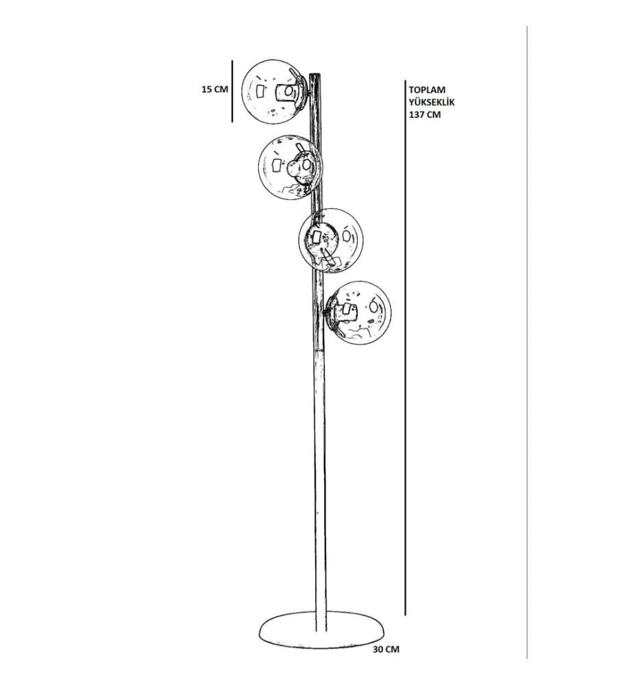 Lampadaire, blanc, corps en métal, capuchon en métal