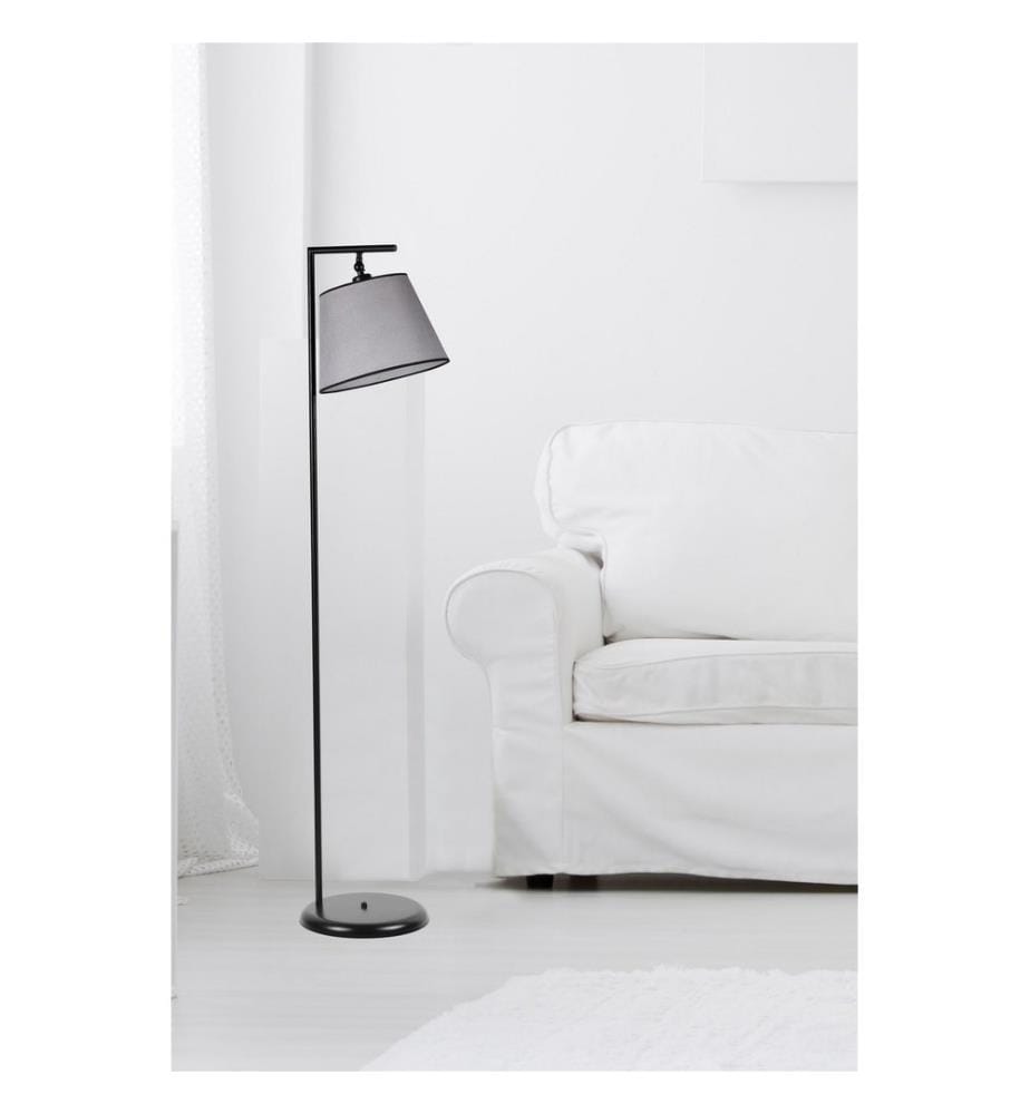 Stehlampe, Schwarz, Grau, Metallgehäuse, Metallkappe