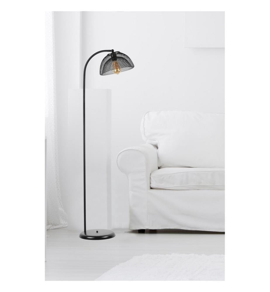 Stehlampe, Schwarz, Metallgehäuse, Metallkappe