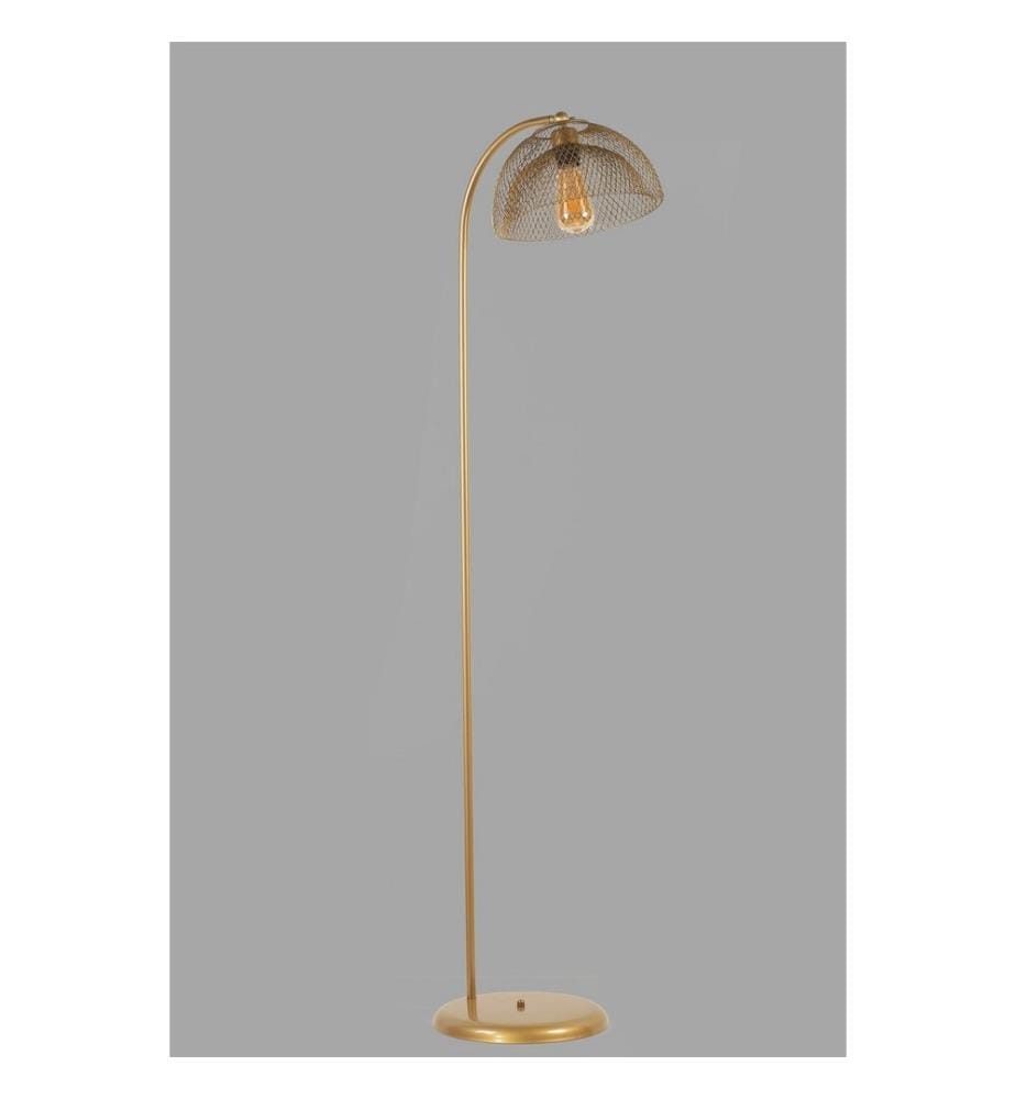 Stehlampe, Gold, Metallgehäuse, Metallkappe