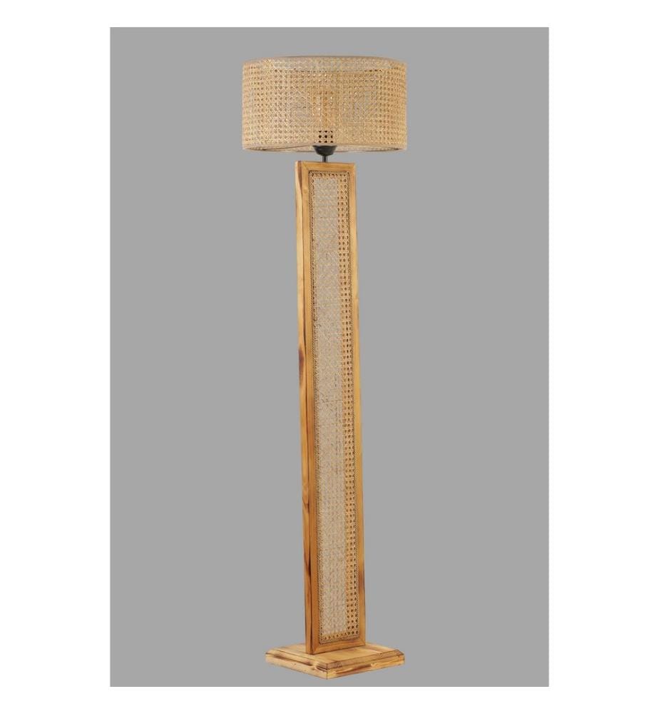 Stehlampe, Rattan, Beige, Fir Holzkörper