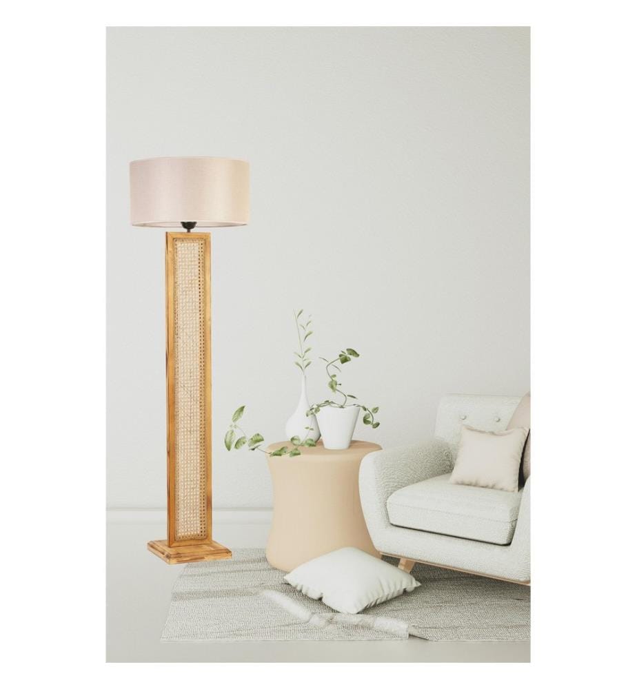 Lampadaire, rotin, Fir Wood Body