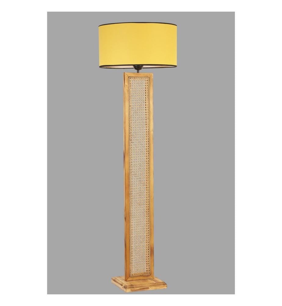 Lampadaire, rotin, moutarde, Fir Wood Body