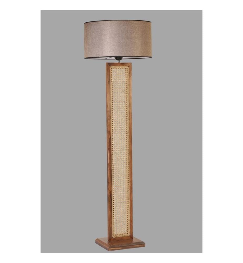Lampada da terra, Noce, Vimini, Corpo in legno Fir