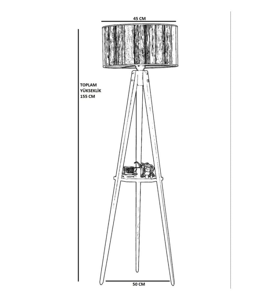 Lampadaire, Rattan, Black, Wood Body
