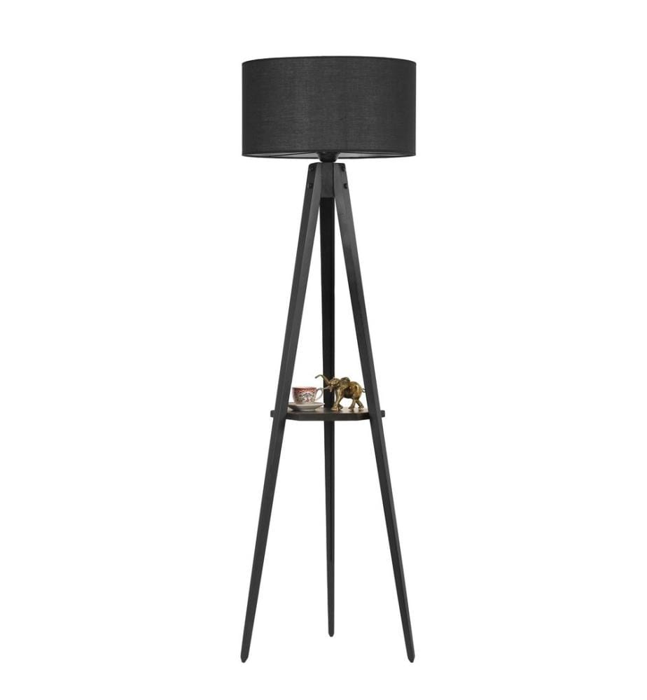 Stehlampe, Schwarz, Holzkorpus