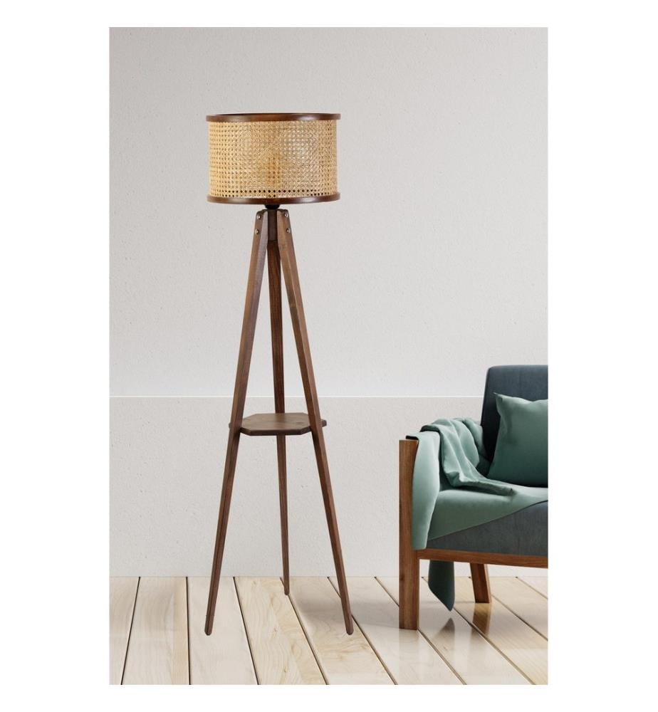 Lampadaire, Rattan, Walnut, Wood Body