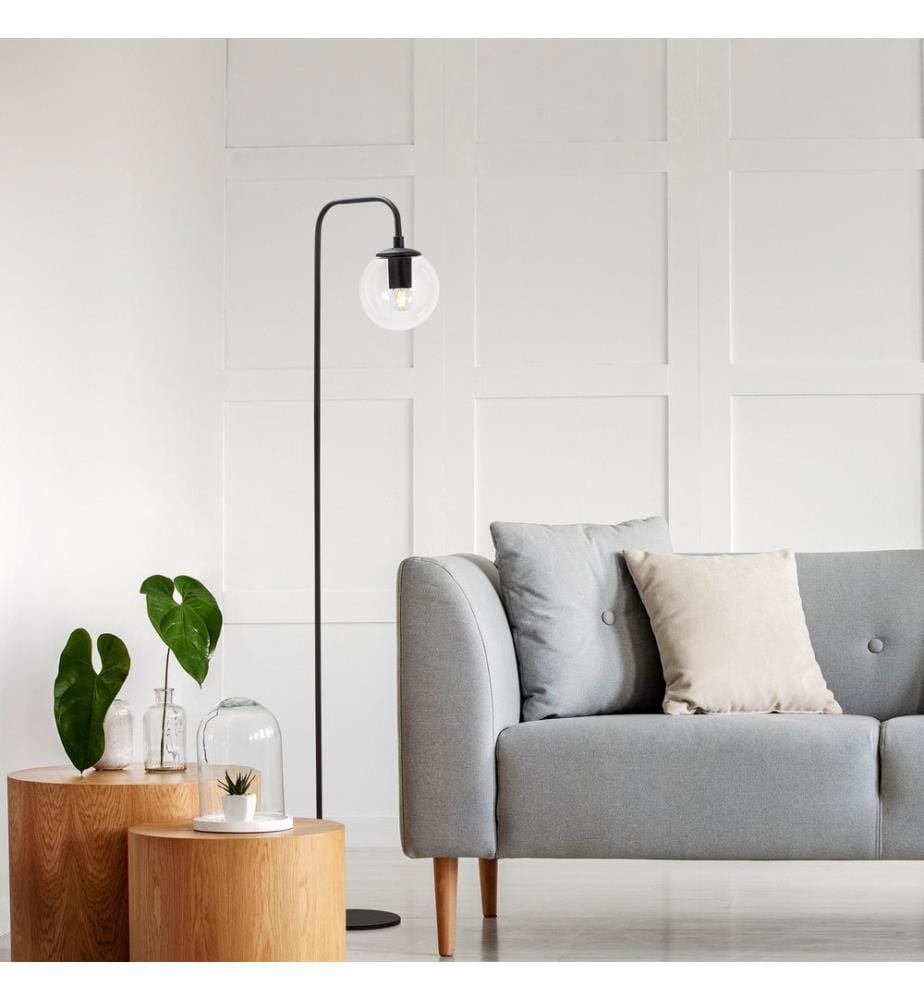 Noir, Lampadaire, 27 X 27 X 146 cm, Corps Métallique
