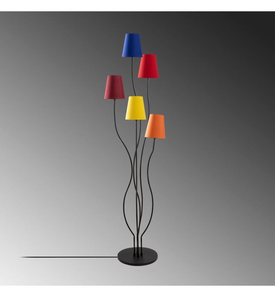 Stehlampe, Multicolor, Metallgehäuse, Stoffsockel