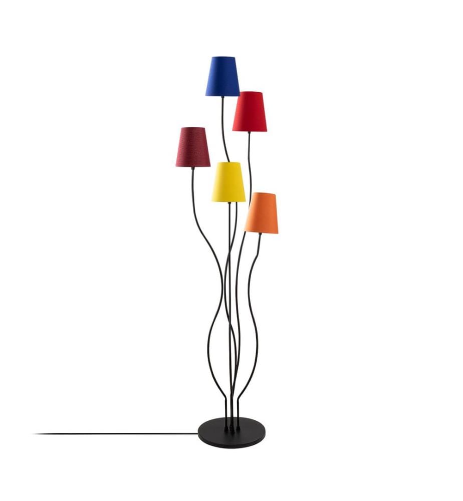 Stehlampe, Multicolor, Metallgehäuse, Stoffsockel