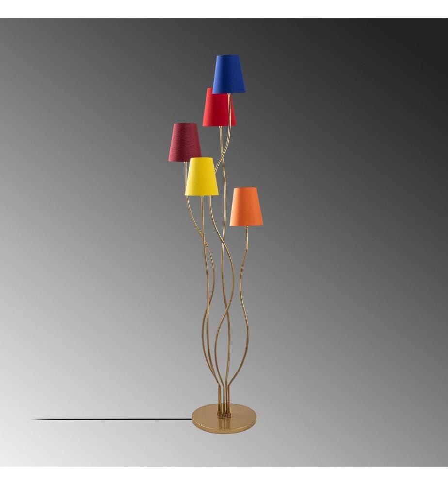Stehlampe, Multicolor, Metallgehäuse, Stoffsockel