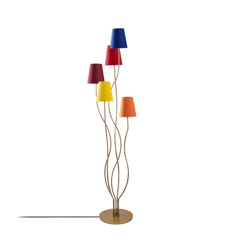 Stehlampe, Multicolor, Metallgehäuse, Stoffsockel